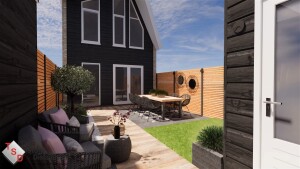 Modern tuinontwerp overzichtsfoto